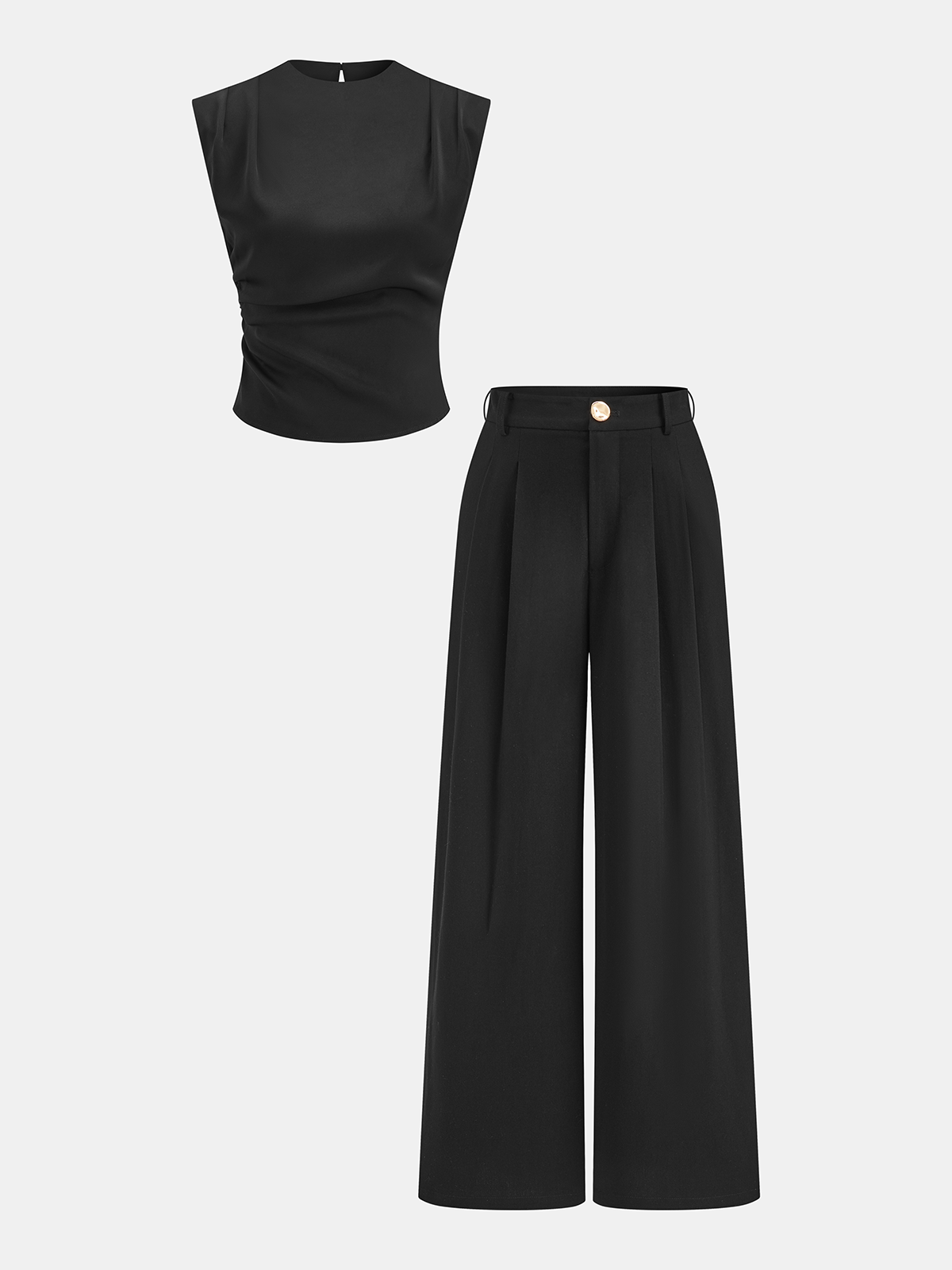 Sculpted Sleeveless Top & Pleated Pants Set