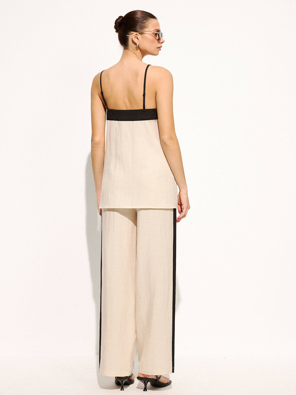 Elise Cotton Linen Contrast Cami Top & Pants Set