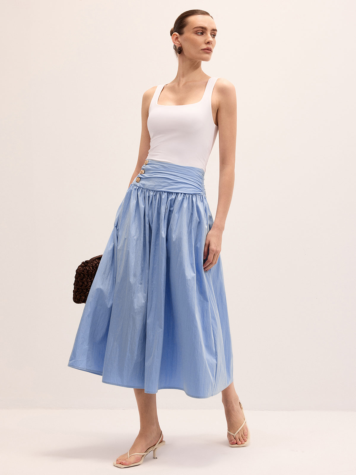 Effortless Cotton Blend Midi Skirt