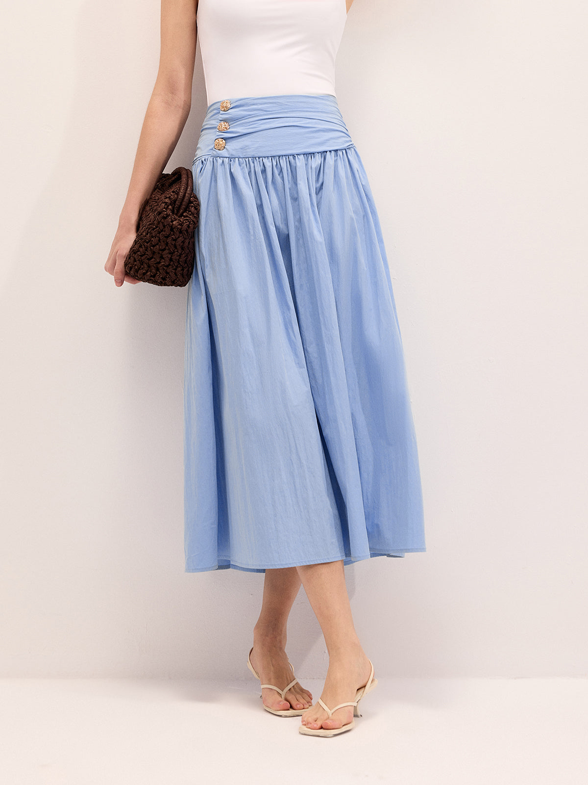 Effortless Cotton Blend Midi Skirt