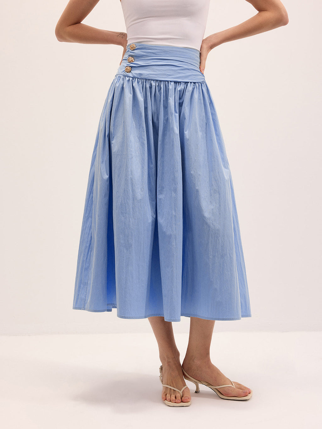 Effortless Cotton Blend Midi Skirt