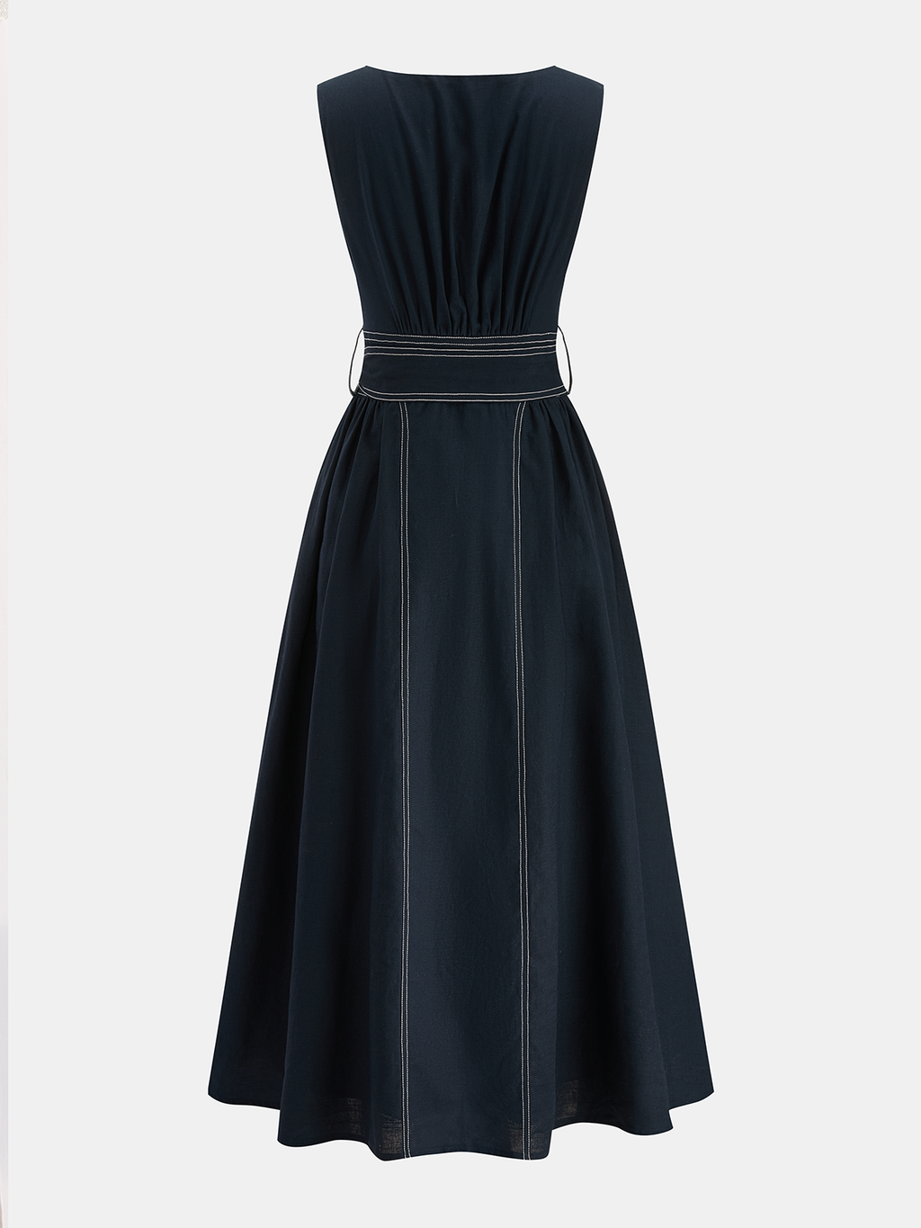 For Her Sleeveless Belted Cotton Midi Dress