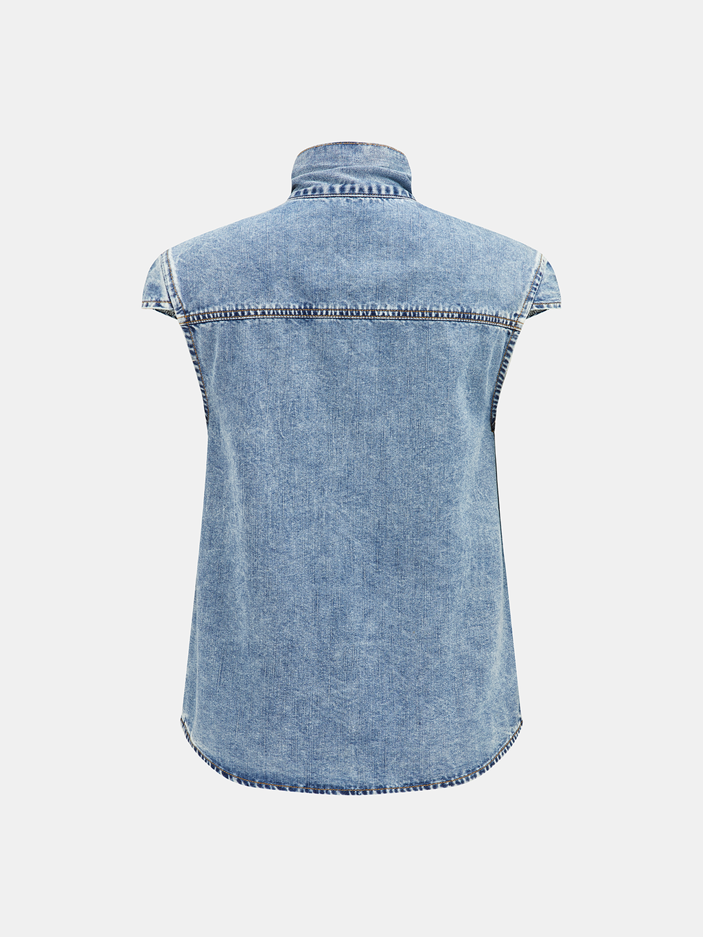 Denim Darling Tie Neck Sleeveless Shirt
