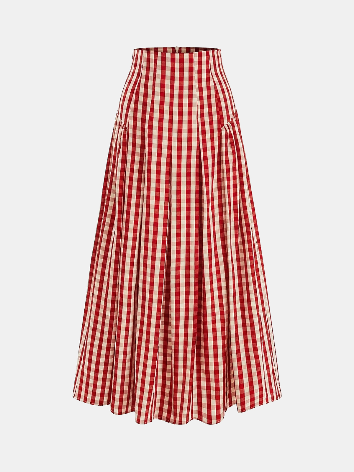 Prenti Gingham High-Waisted Pleated Midi Skirt