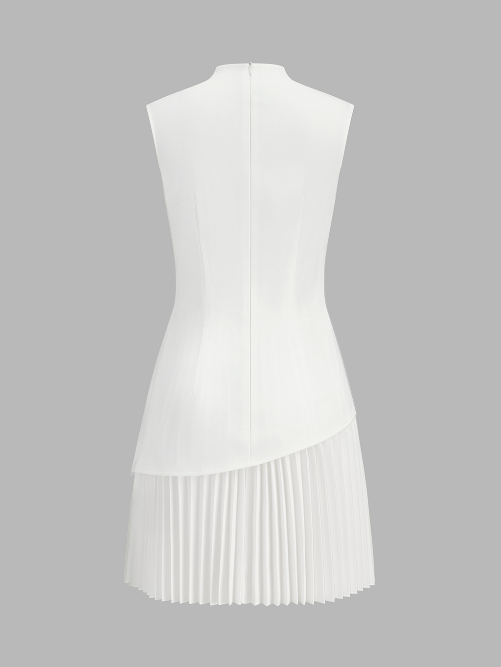 Angled Grace Sleeveless Pleated Mini Dress