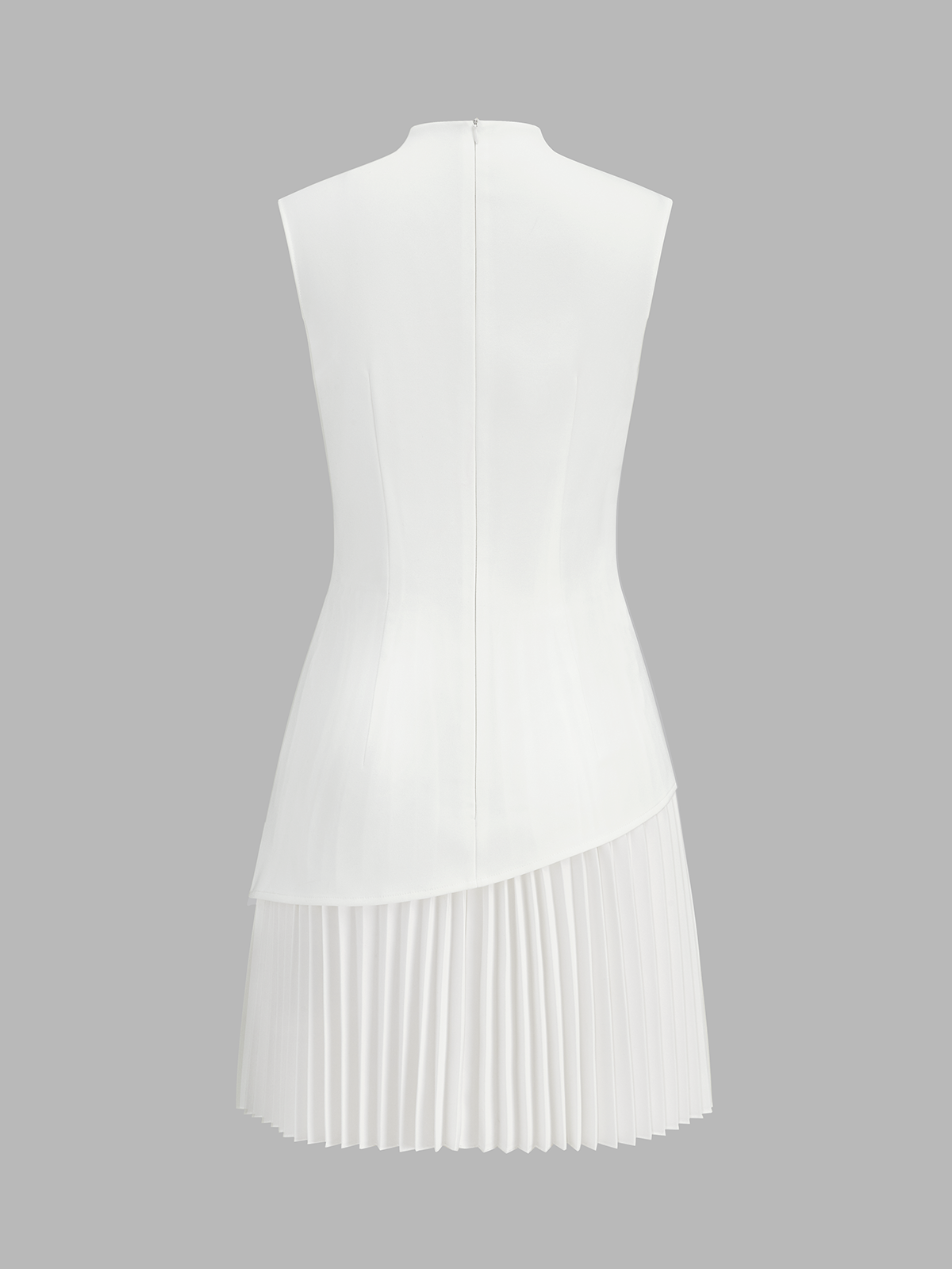 Angled Grace Sleeveless Pleated Mini Dress