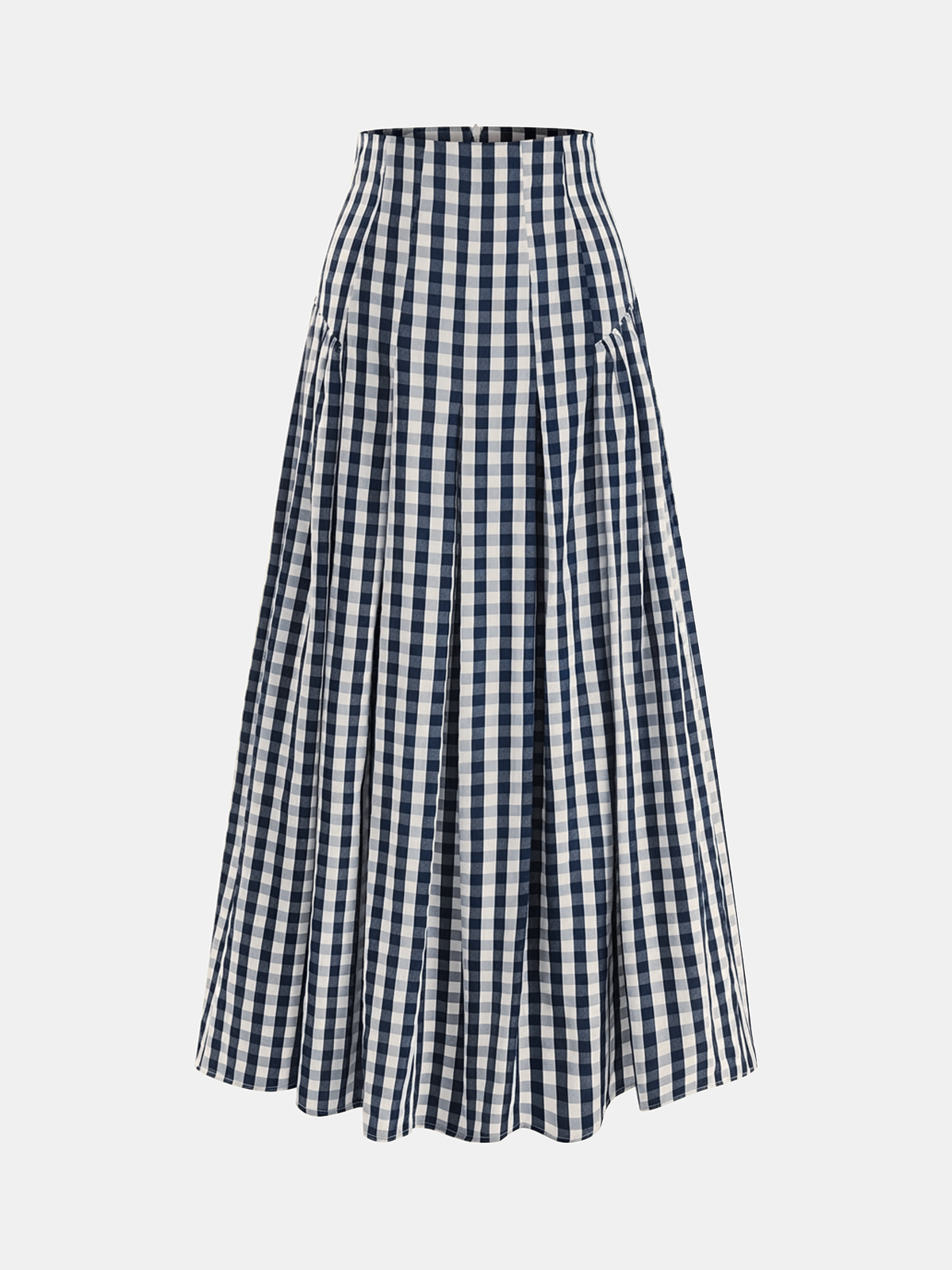 Prenti Gingham High-Waisted Pleated Midi Skirt