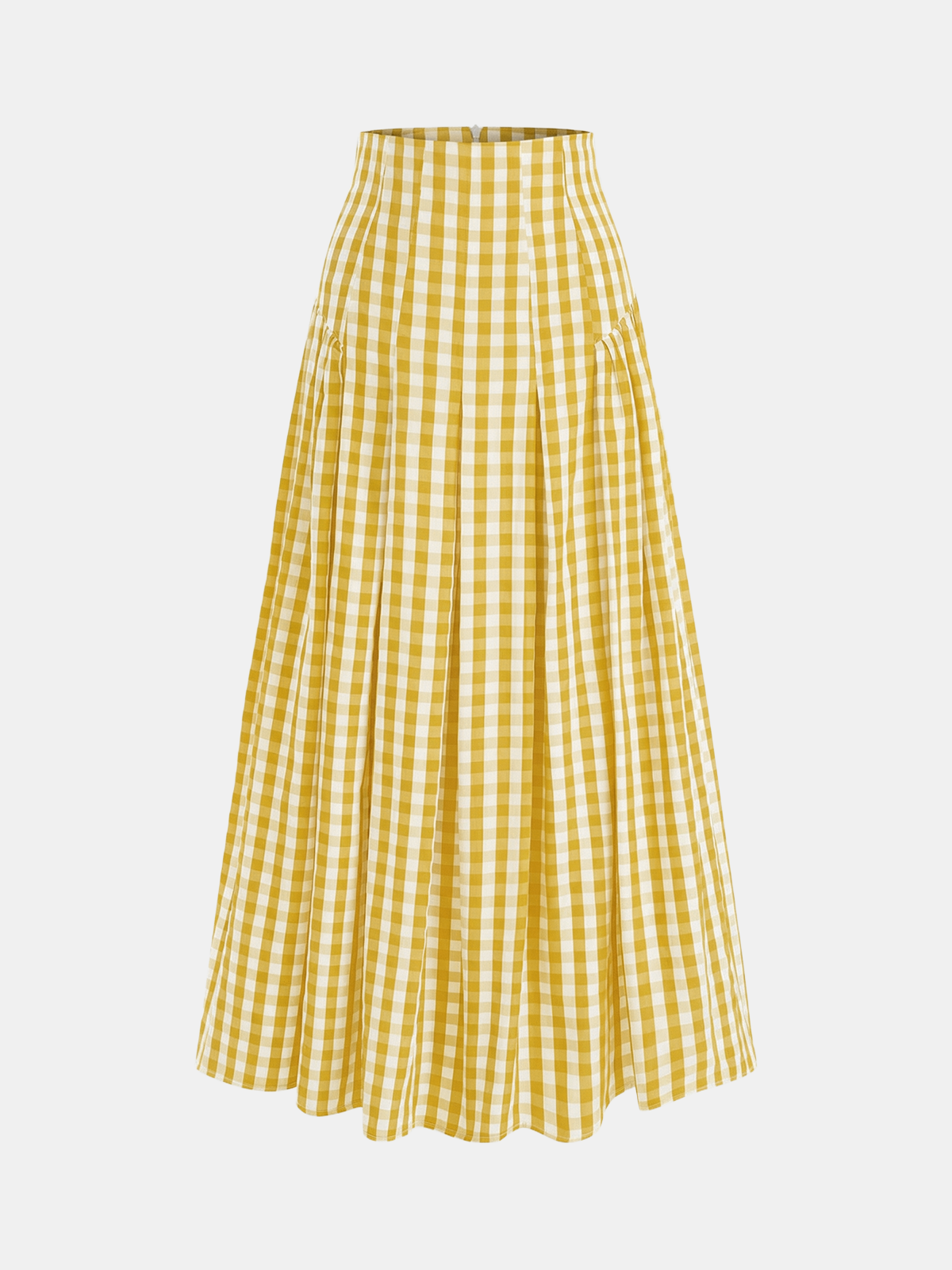 Prenti Gingham High-Waisted Pleated Midi Skirt