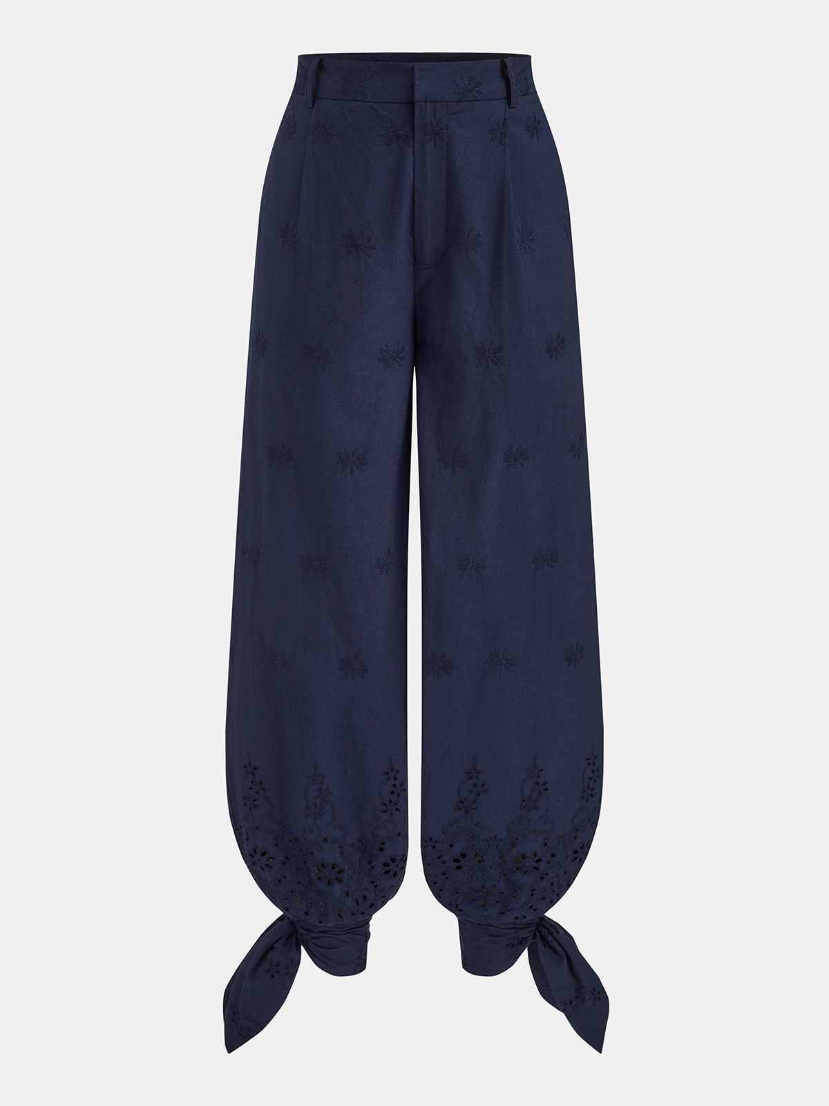 Garden Gate Eyelet Embroidery Top & Tie-Cuff Pants Set