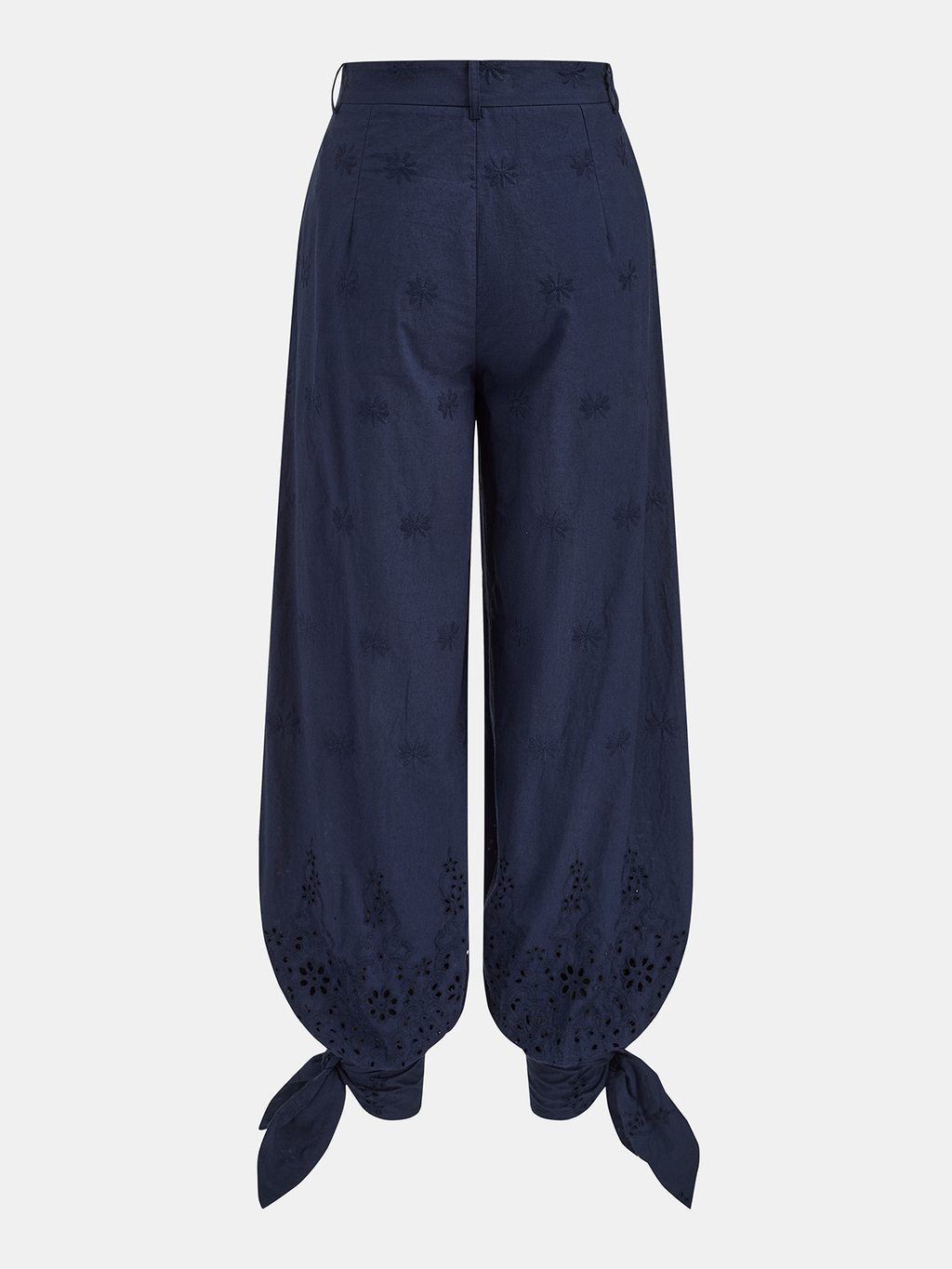 Garden Gate Eyelet Embroidery Top & Tie-Cuff Pants Set