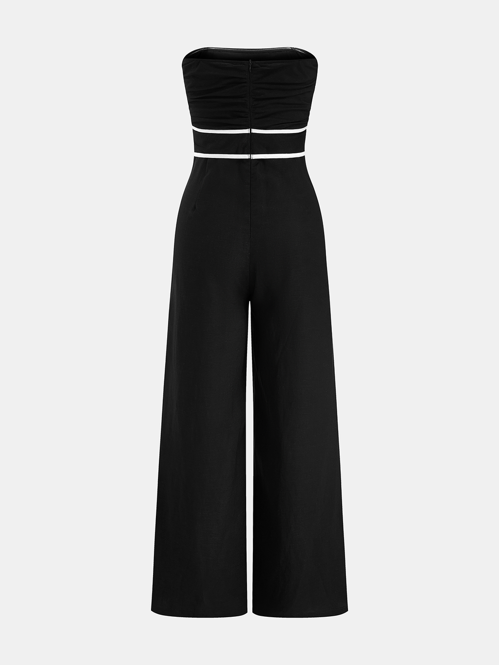 Linen-Blend Strapless Tie-Waist Jumpsuit