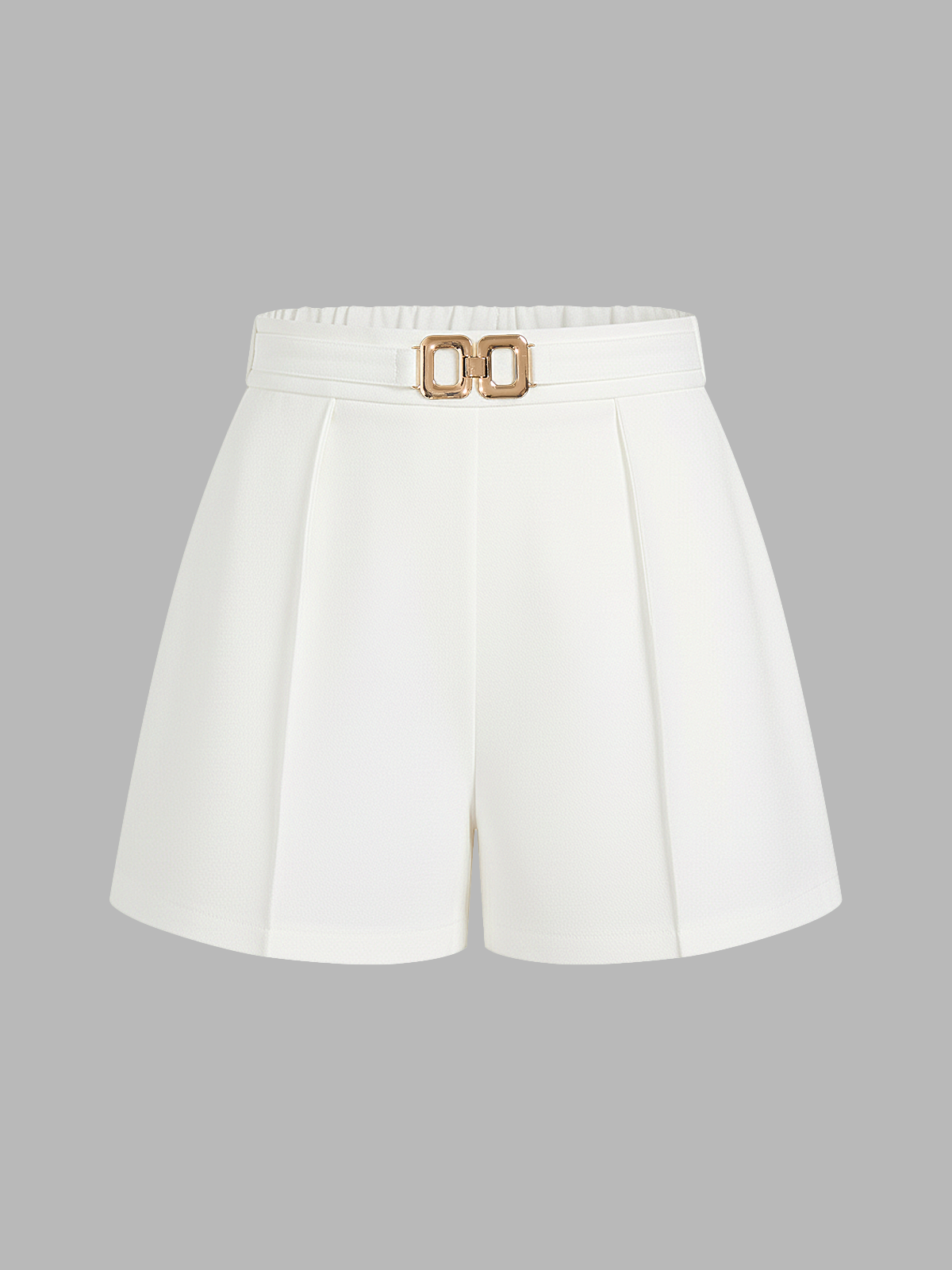 Buckle Up Mid-Waist Metal A-Line Shorts
