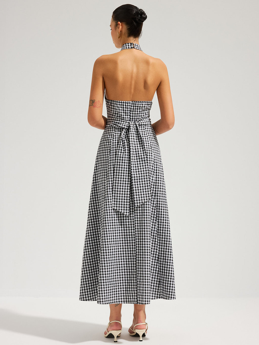 Queen Gingham Halter Maxi Dress