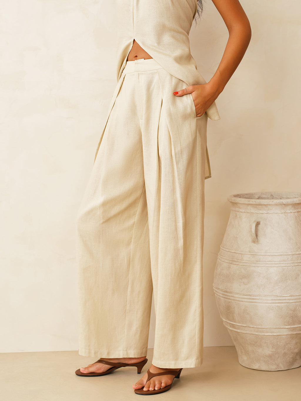 Haley Linen-Blend Sublime Halter Set
