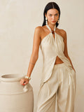 Haley Linen-Blend Sublime Halter Set