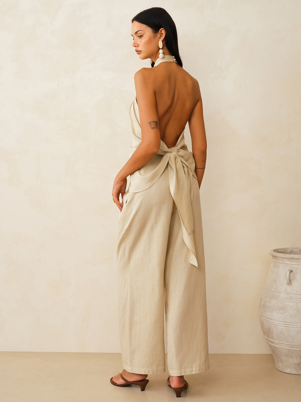 Haley Linen-Blend Sublime Halter Set