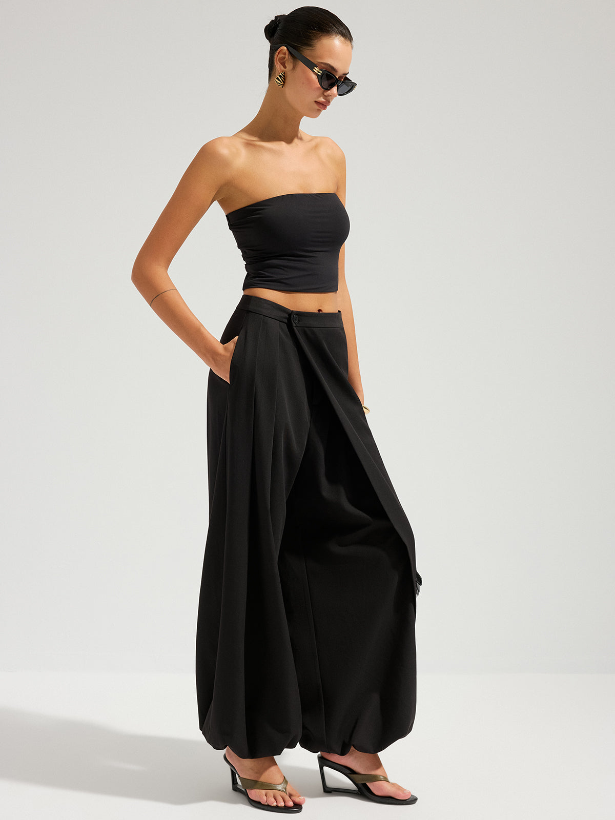 Theory Asymmetric Overlay Wide-Leg Pants