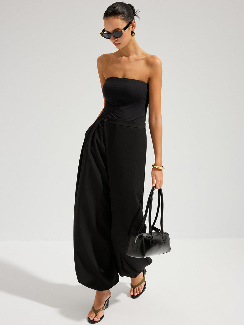 Theory Asymmetric Overlay Wide-Leg Pants