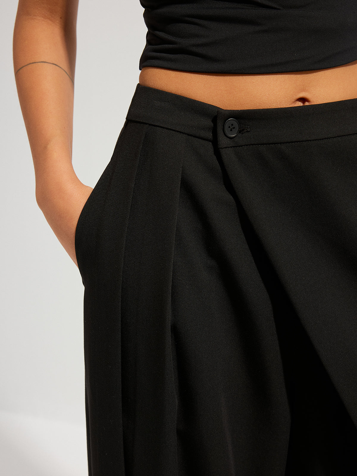 Theory Asymmetric Overlay Wide-Leg Pants