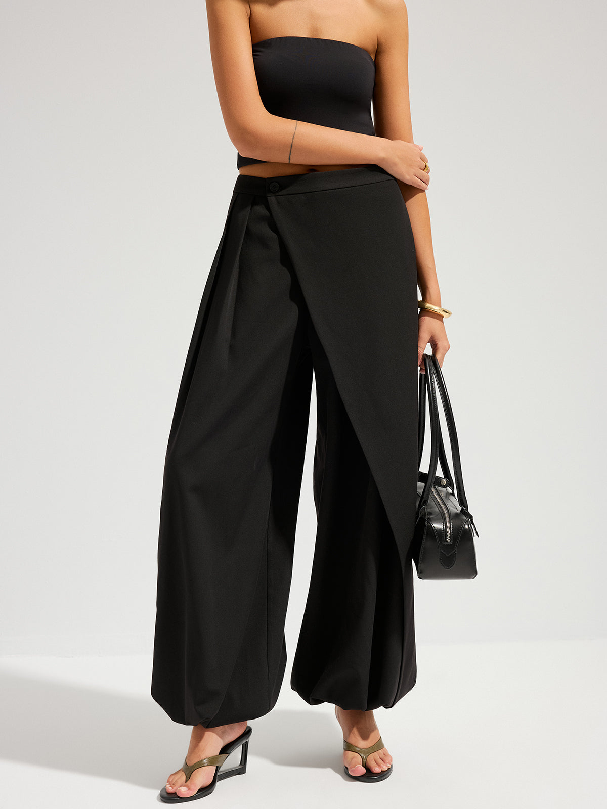 Theory Asymmetric Overlay Wide-Leg Pants