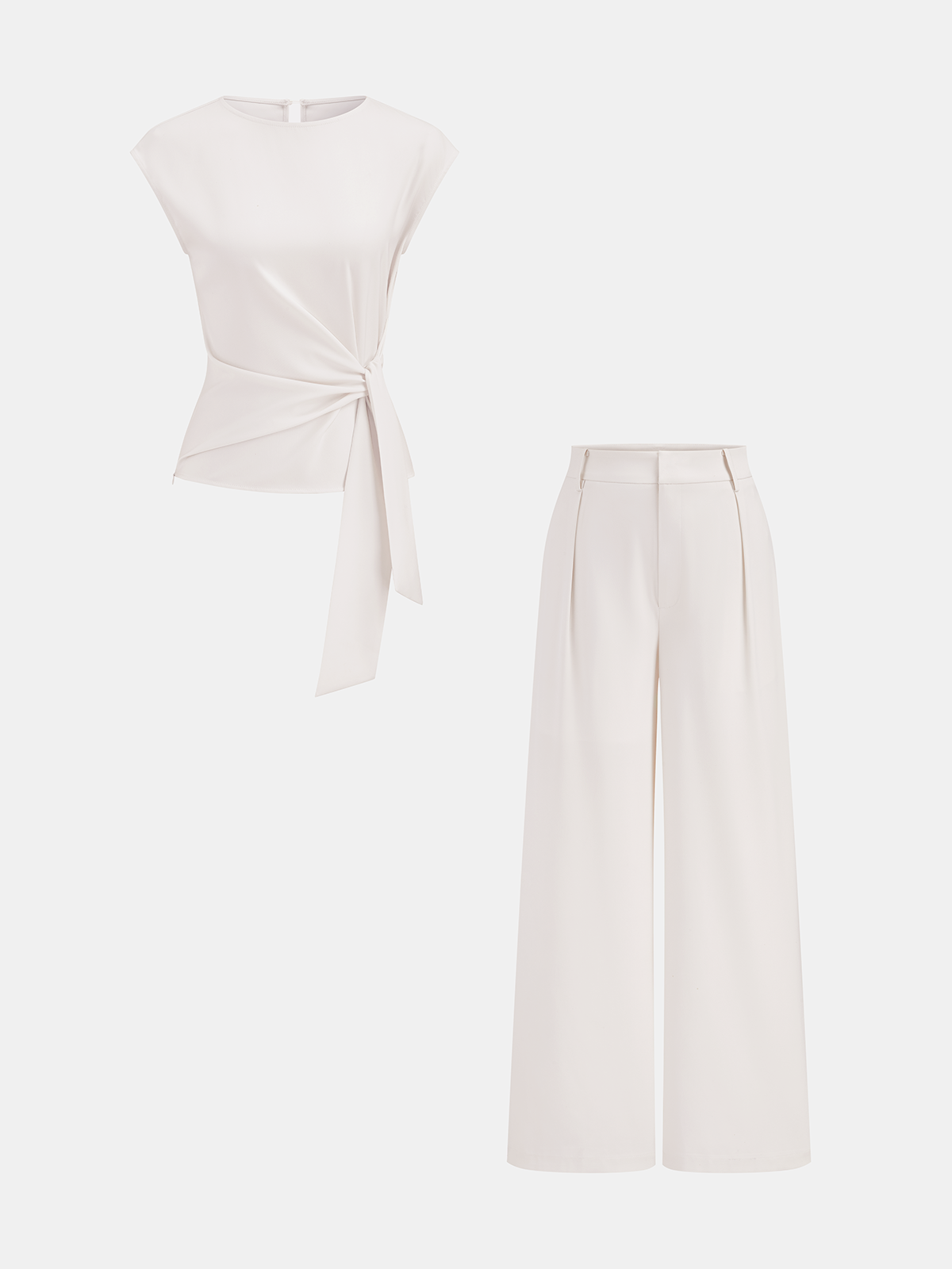 Sleek Tie Waist Sleeveless Set
