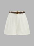 Linen Ease High Waist Belted Shorts