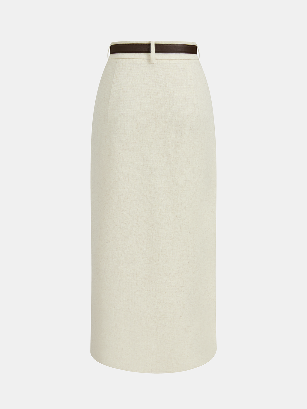 Chic Belted Linen Blend Midi Skirt