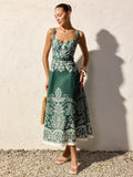 Bella Beauty Floral Print Belted Cami Maxi Dress