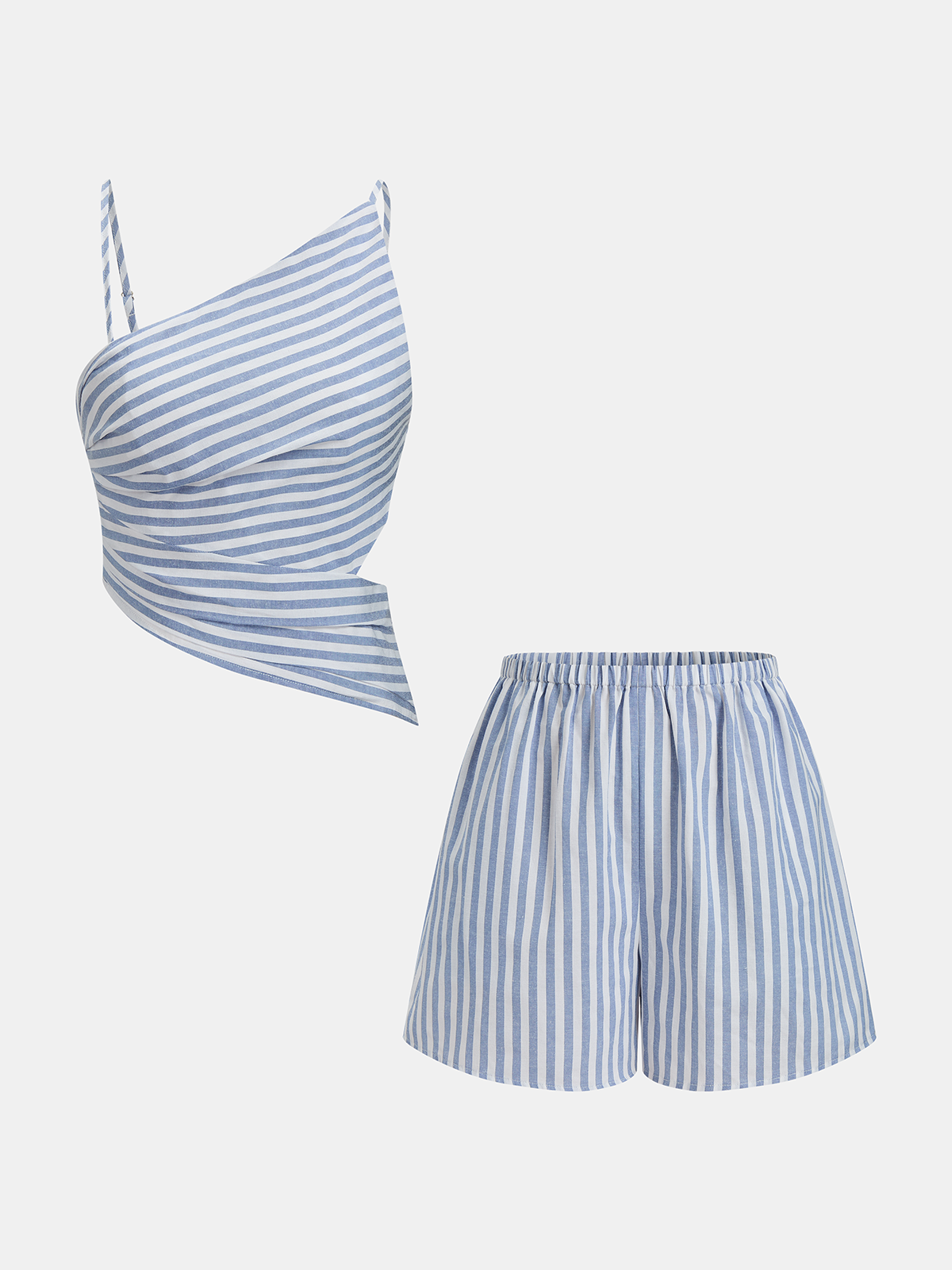 Simi Striped Cotton Blend Top & Shorts Set