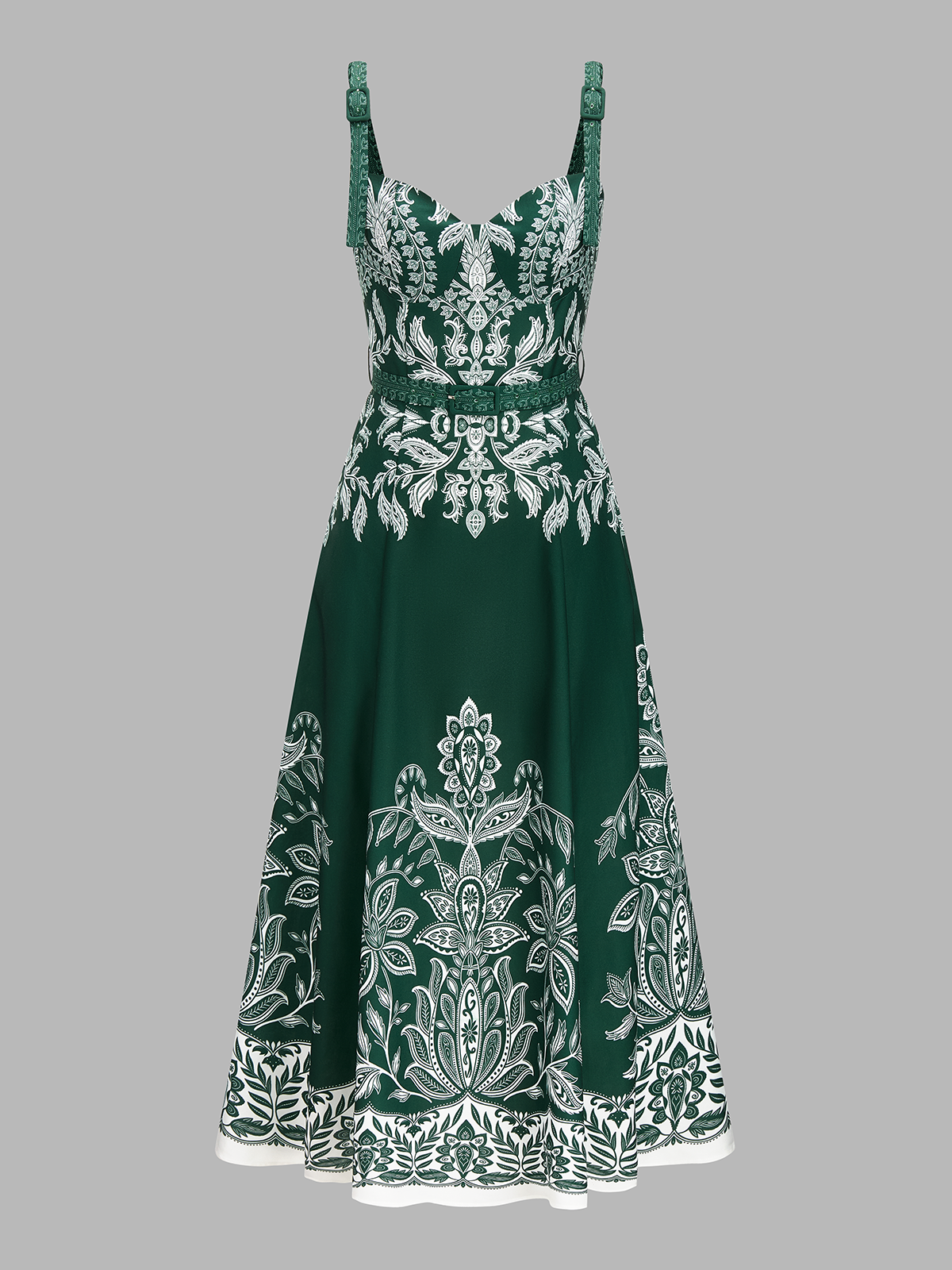 Bella Beauty Floral Print Belted Cami Maxi Dress