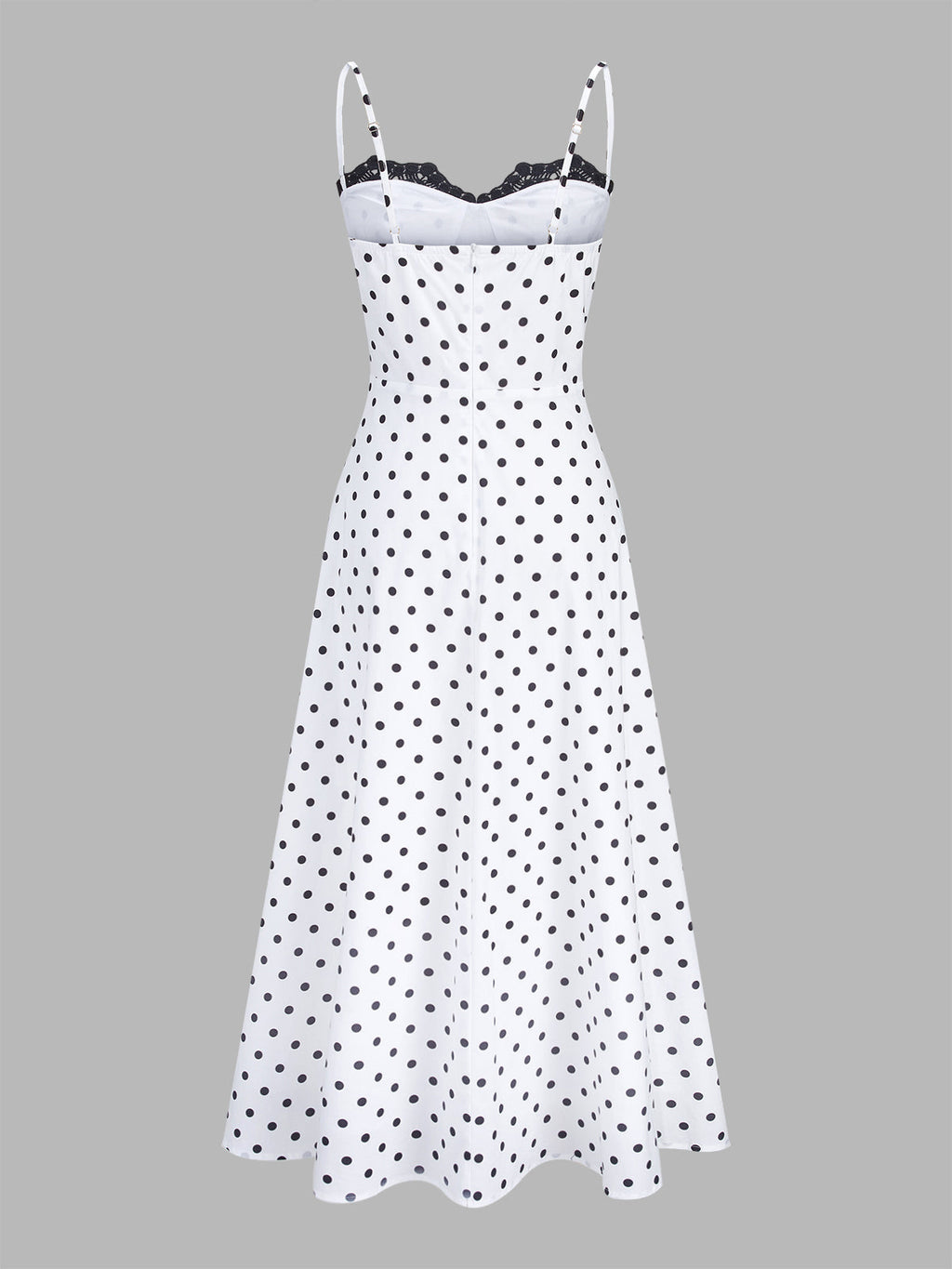Dotted Romance Polka Dot Lace Trim Cami Maxi Dress