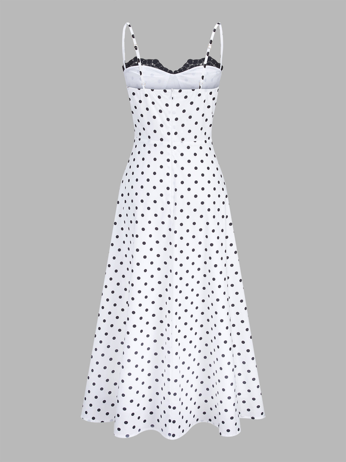 Dotted Romance Polka Dot Lace Trim Cami Maxi Dress