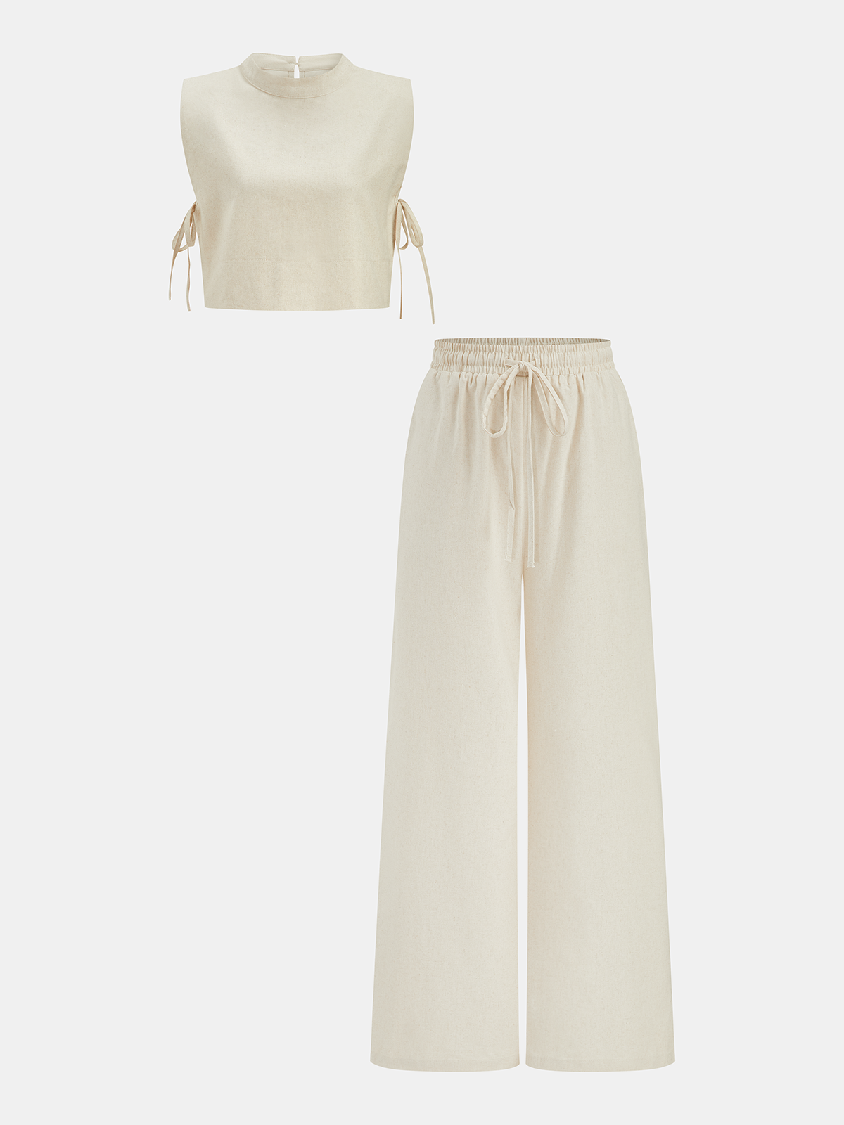Bright Days Utility Linen Two-Piece Wide-Leg Pants Set