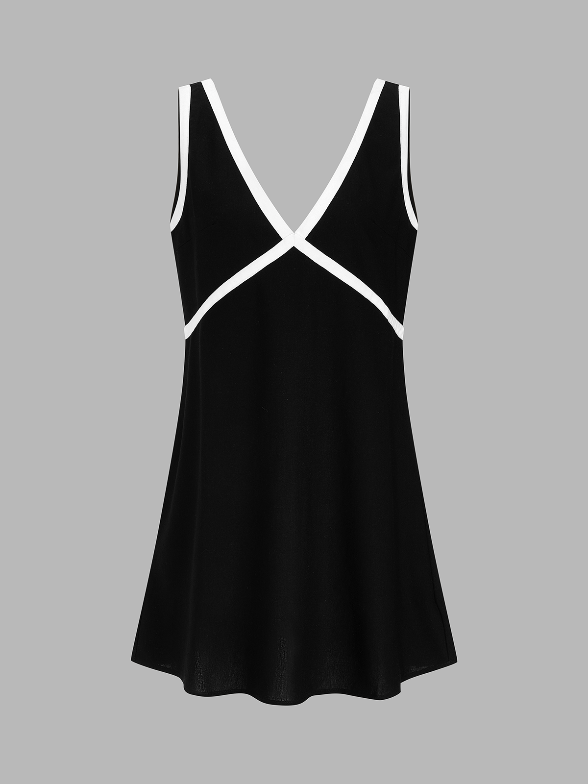 Relaxed Chic Contrast Trim Linen-Blend Mini Dress