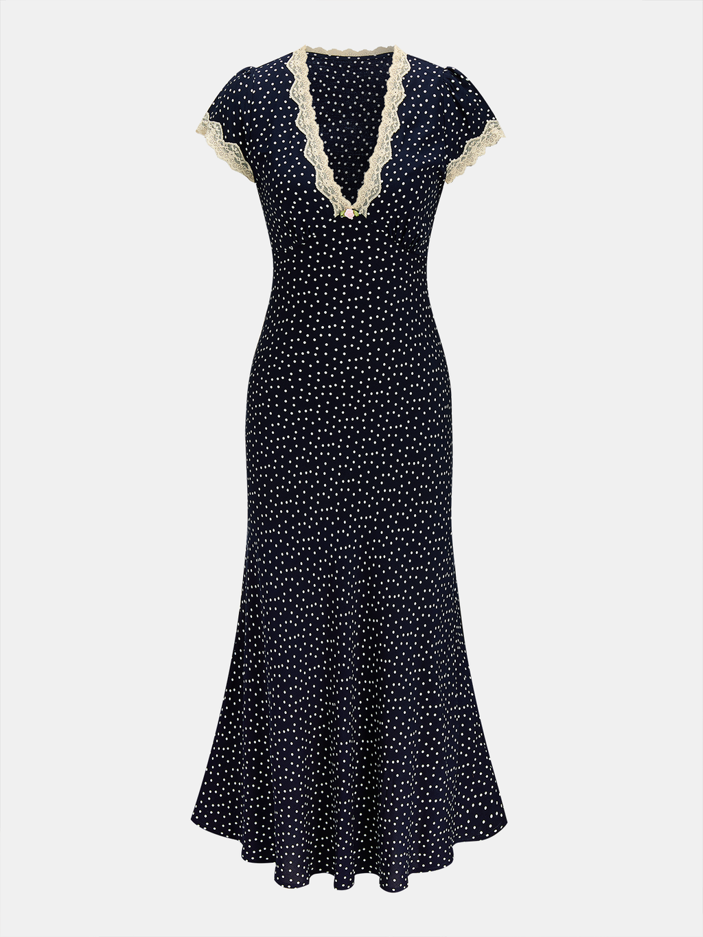 Dotted Darling Polka Dot Lace-Trim Dress