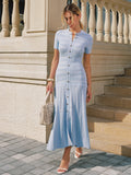 Textured Charm Short Sleeve Knit Midi Dress