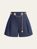It Girl Faux Denim Belt Shorts