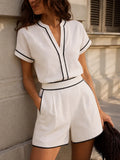 Shoreline Cotton Linen Top & Shorts Set