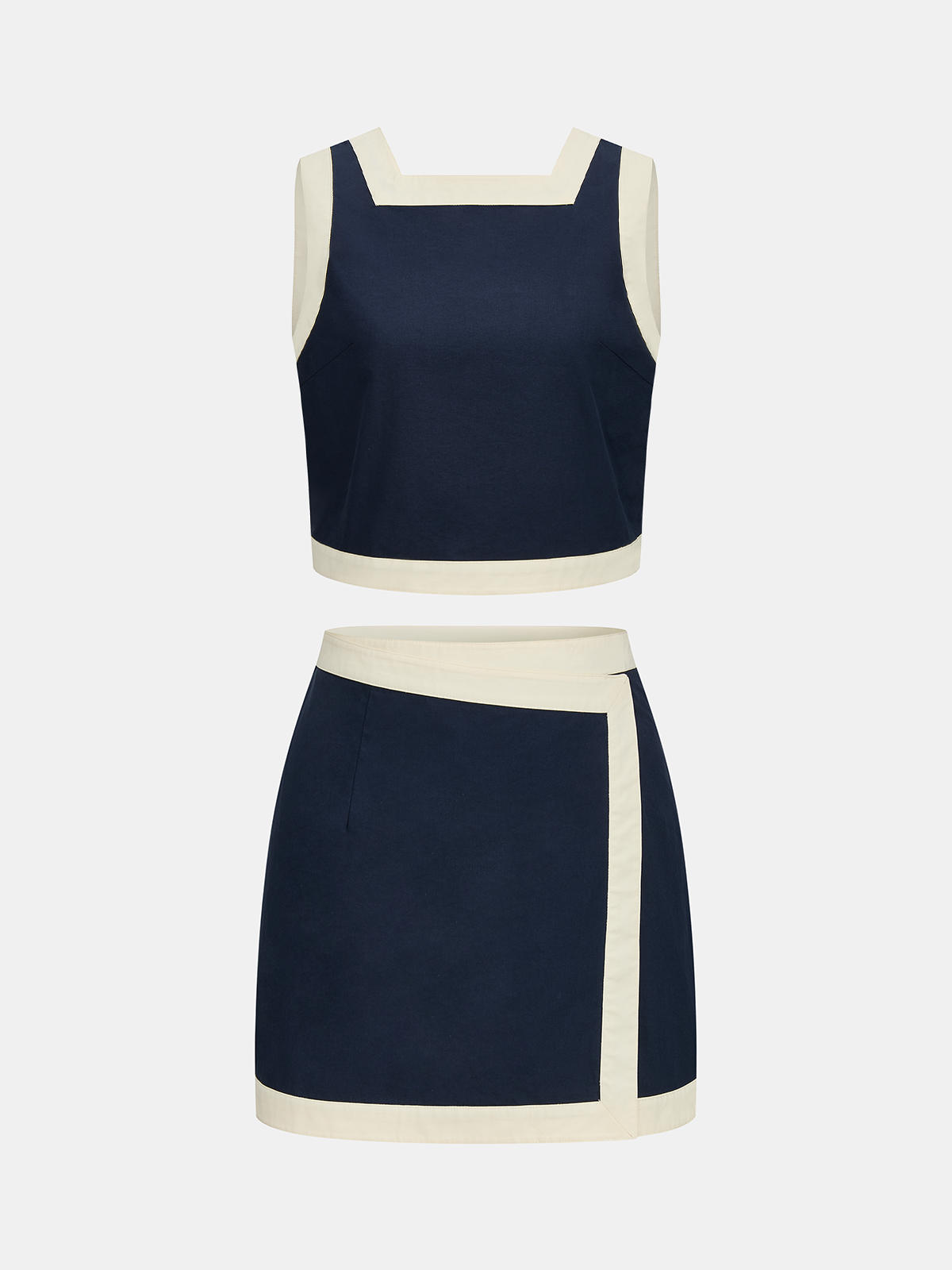 Prep Cotton Contrast Two Piece Skirt Set