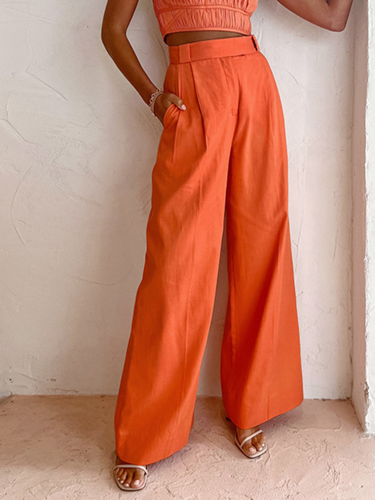 Vitamin Sea Linen Cotton Relaxed Wide-Leg Pants