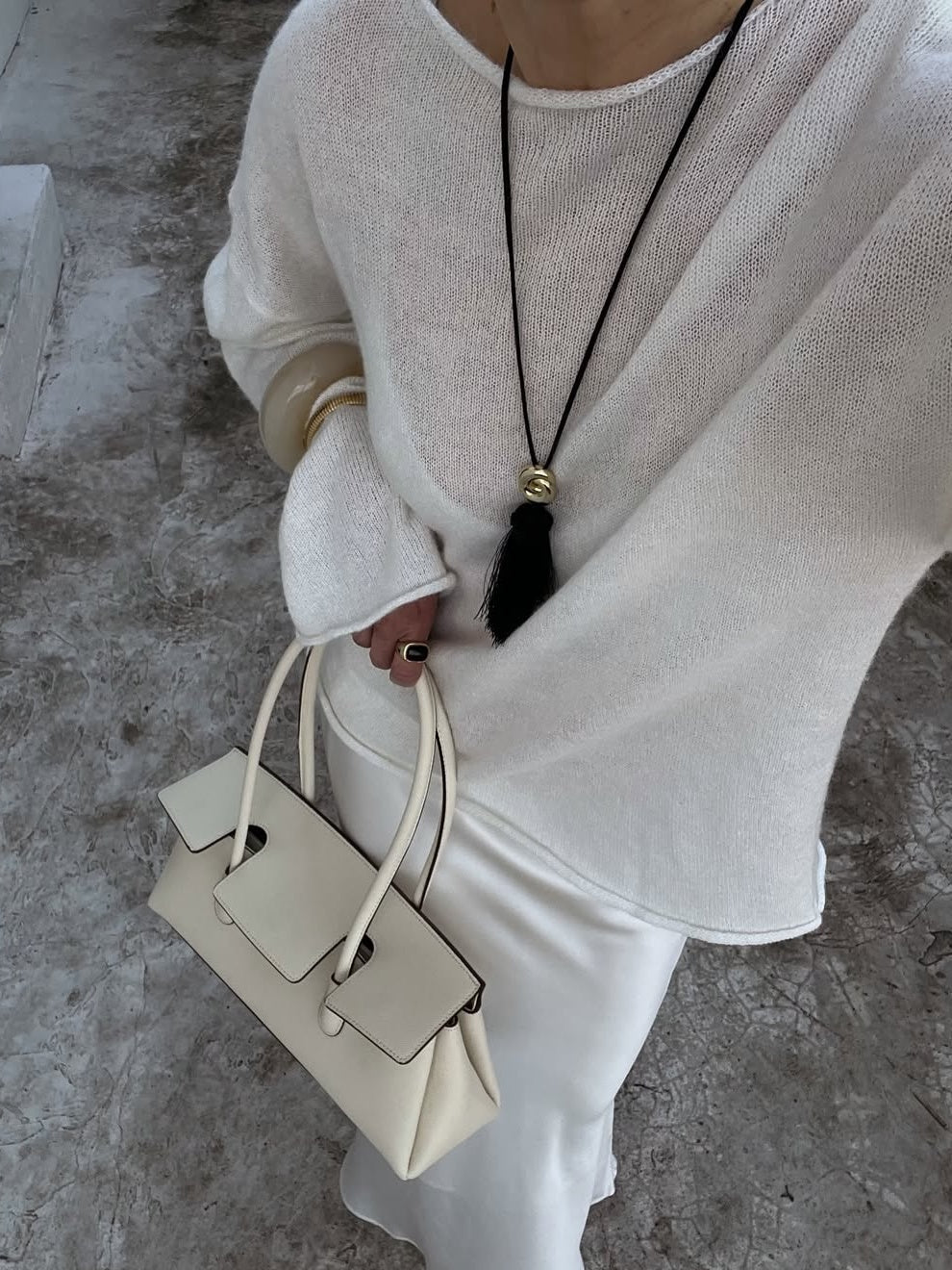 Park Ave Hollow Draped Snug Knit Top