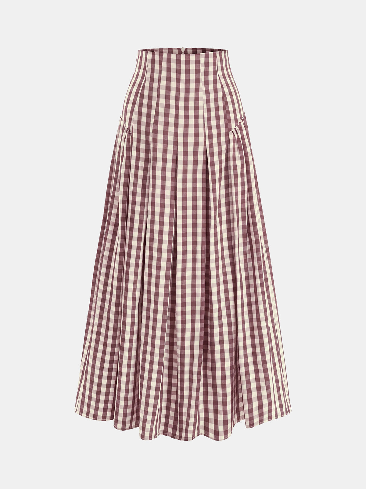 Prenti Gingham High-Waisted Pleated Midi Skirt