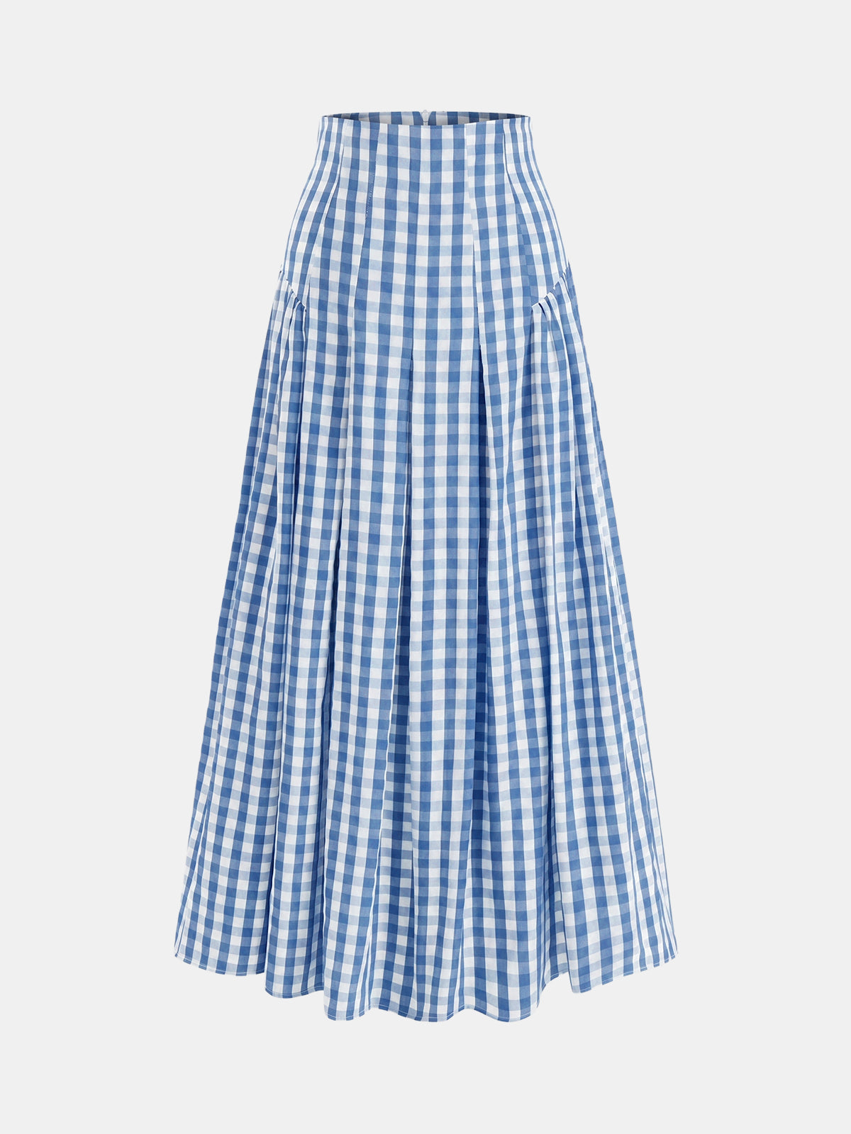 Prenti Gingham High-Waisted Pleated Midi Skirt