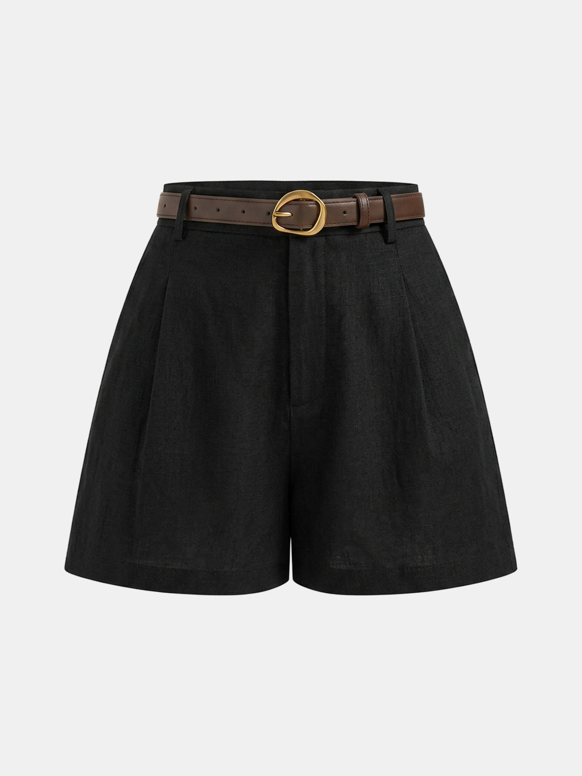 Linen Ease High Waist Belted Shorts