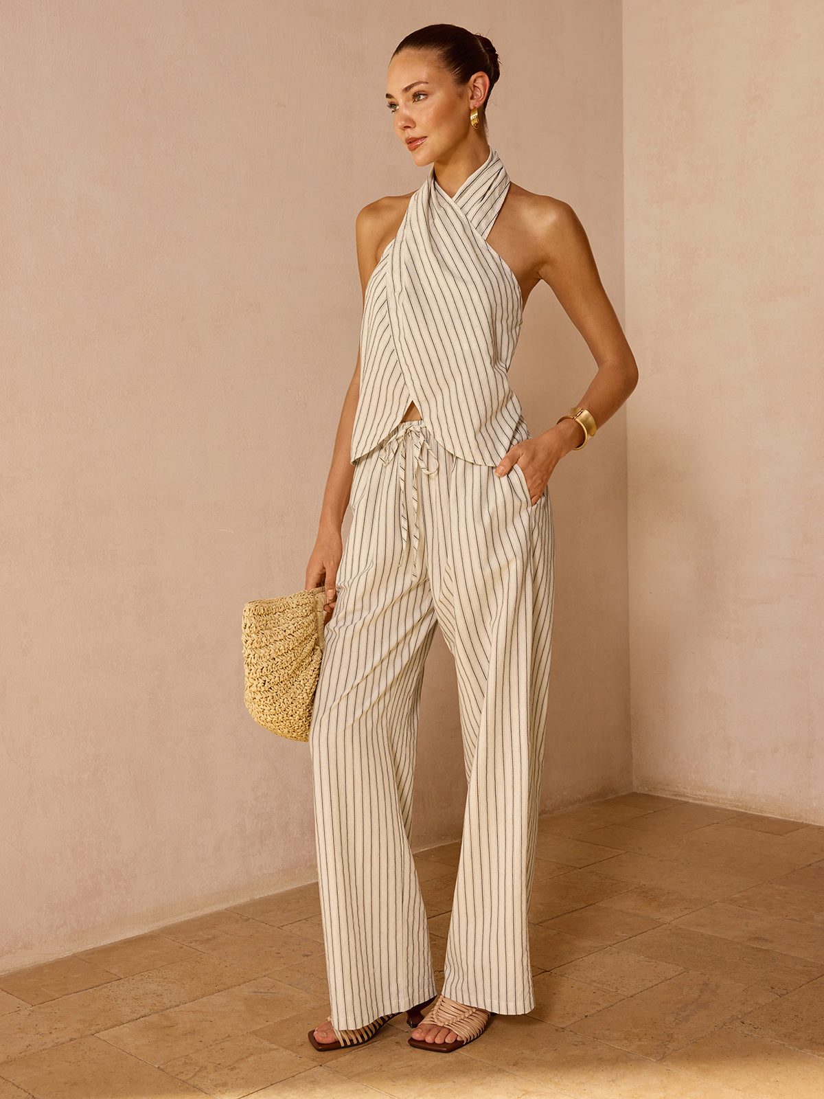 Coastal Striped Halter Set
