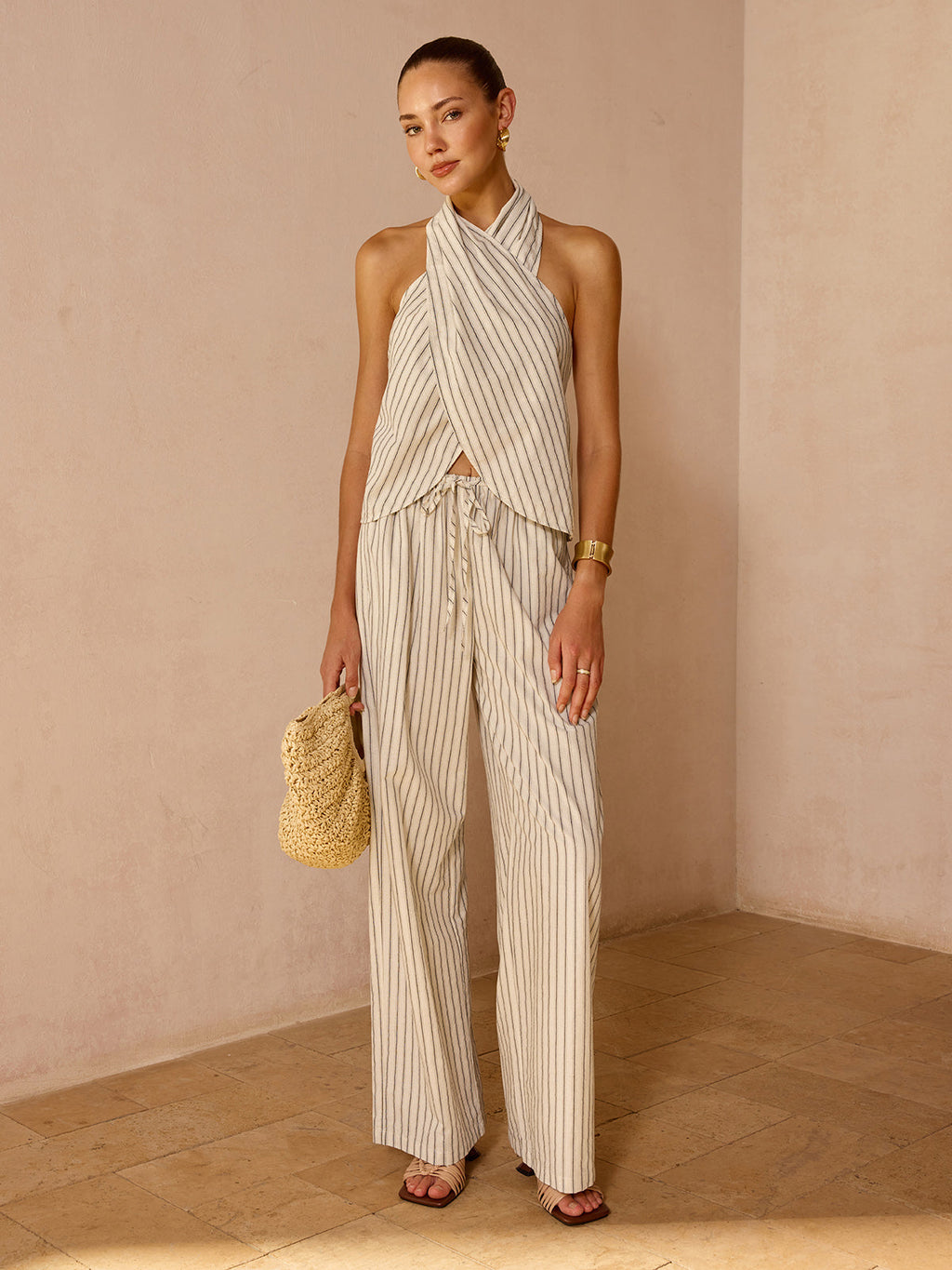 Coastal Striped Halter Set