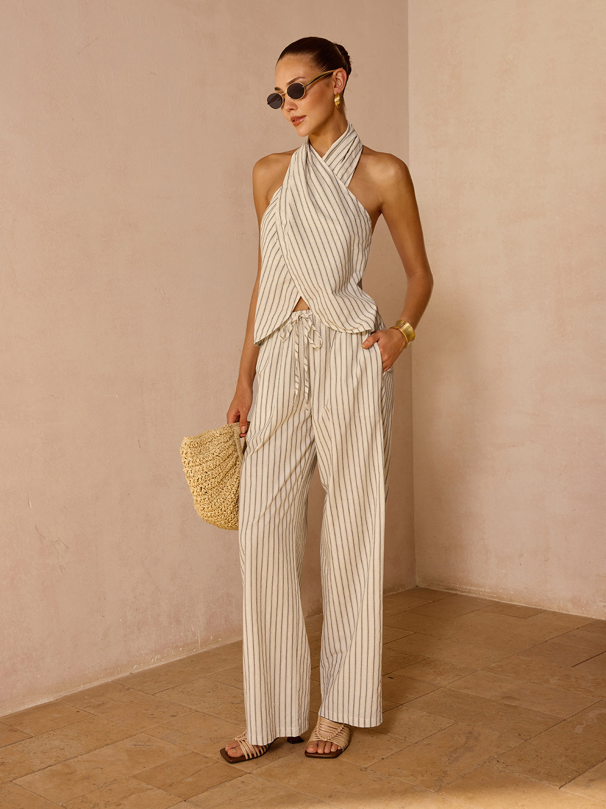 Coastal Striped Halter Set