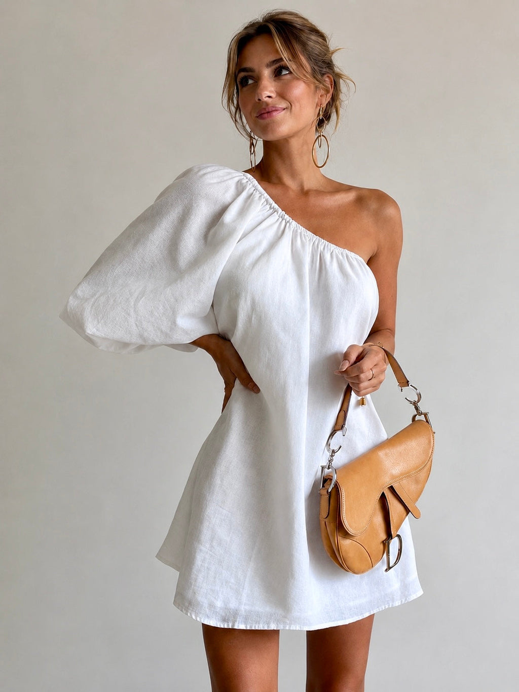 For Her One Sleeve Comfortable Short Dress