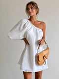 For Her One Sleeve Comfortable Short Dress
