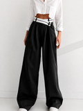 The Contrast Waistband Wide-Leg Dress Pants
